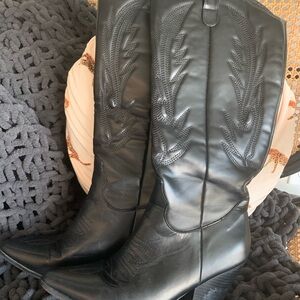 Black Western Cowboy Boots – Pointed Toe, 3” Heel, Size 9